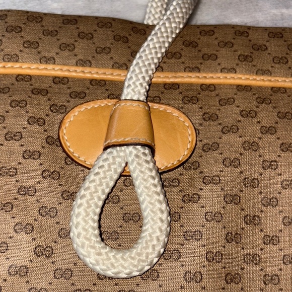 **Non-Authenticated** Vintage Gucci GG Canvas Leather Dual Braided Rope Handles - Picture 4 of 13